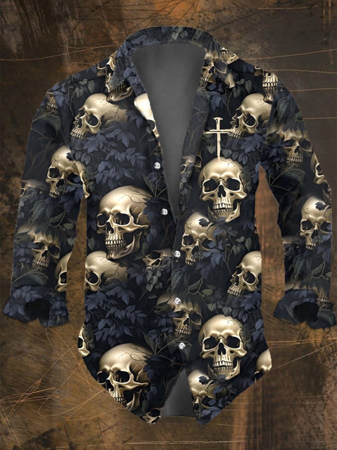 Halloween Men's Dark Skull Pri - Vintage Hawaiian Floral Shirt incelemesi ve fiyatı